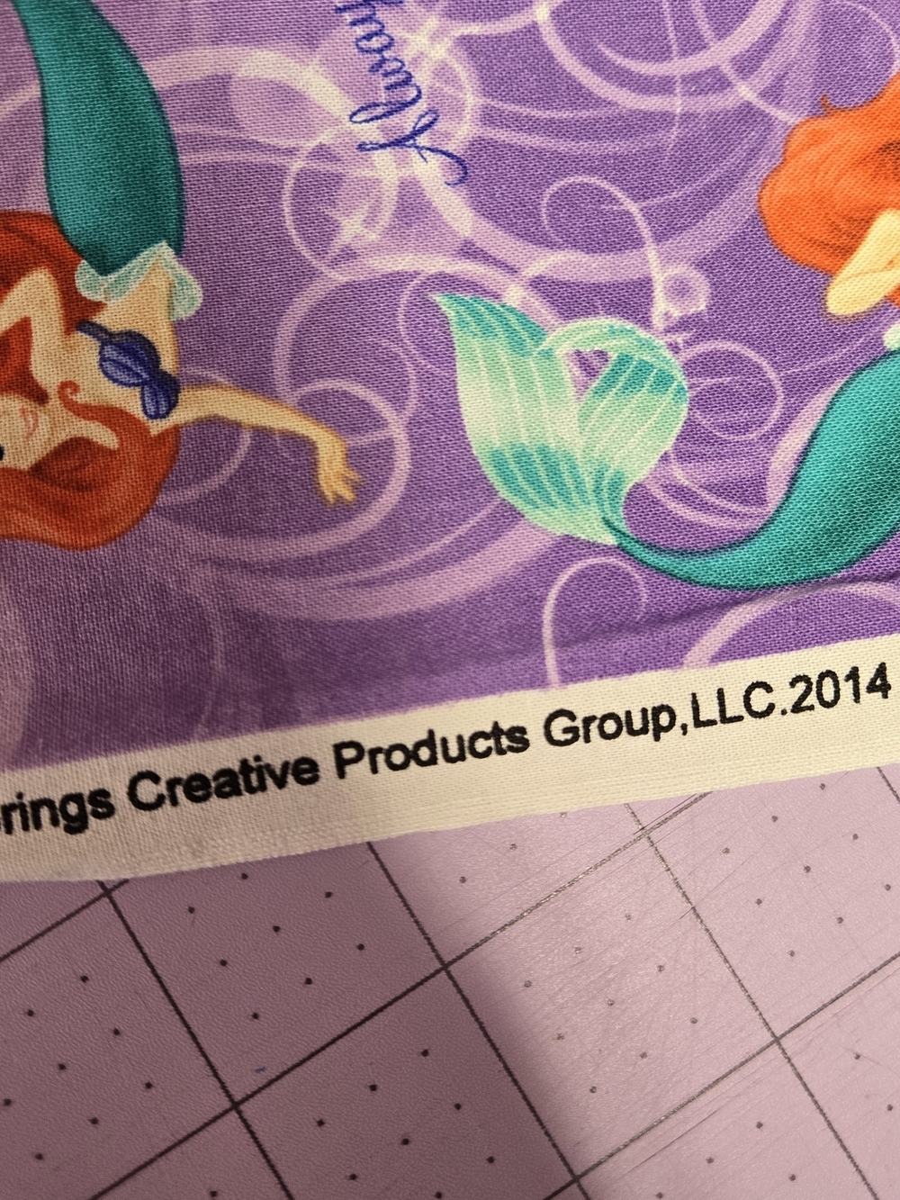 Disney Ariel Always Make a Splash Purple Ombre Cotton Fabric 2 Yards 20" - Picture 6 of 7